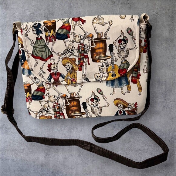 Day Of The Dead Dia De Los Muertos Drunken Skeletons Handbag Crossbody Purse - Picture 1 of 7